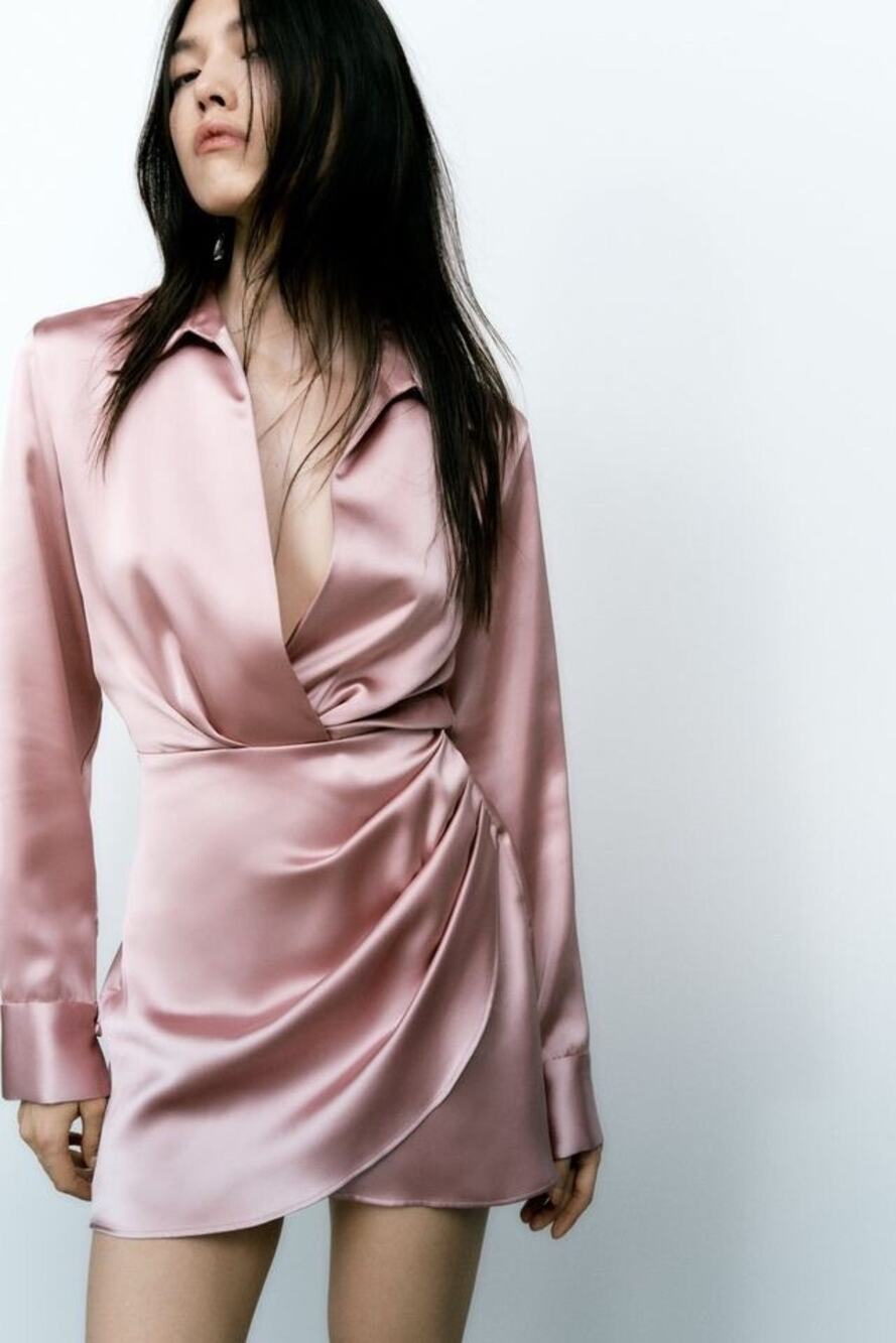 NEW Zara Pink Satin Dress Satin Effect Womens Plus Size XXL Coquette Twee Chic